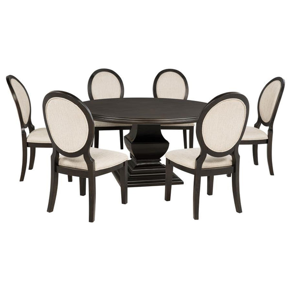 Twyla 7-piece Round Wood Dining Room Table Set Dark Cocoa