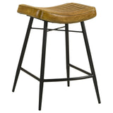 Bayu Leather Upholstered Counter Stool Camel (Set of 2) | King | Brown | Antique Camel | 109248