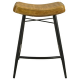 Bayu Leather Upholstered Counter Stool Camel (Set of 2) | King | Brown | Antique Camel | 109248