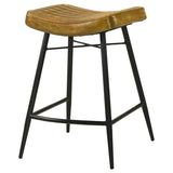 Bayu Leather Upholstered Counter Stool Camel (Set of 2) | King | Brown | Antique Camel | 109248