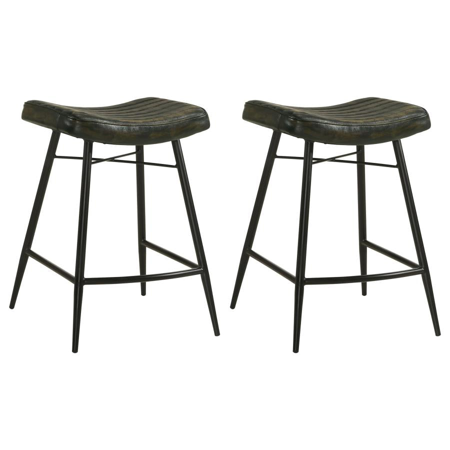 Bayu Leather Upholstered Counter Stool Espresso (Set of 2) | King | Brown | Antique Espresso | 109258