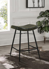 Bayu Leather Upholstered Counter Stool Espresso (Set of 2) | King | Brown | Antique Espresso | 109258