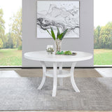 Judd 54-inch Round Dining Wood Table with Shelf Pearl White | White | Pearl White | 109330