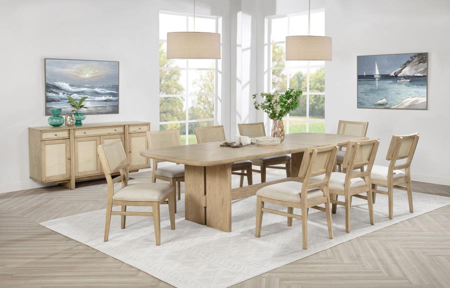 Kailani 10-piece Wood Dining Set with Sideboard Beige Oak | Full | Beige | Beige Oak | 109381-S10