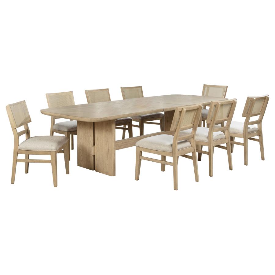 Kailani 9-piece Rectangular Wood Dining Table Set Beige Oak
