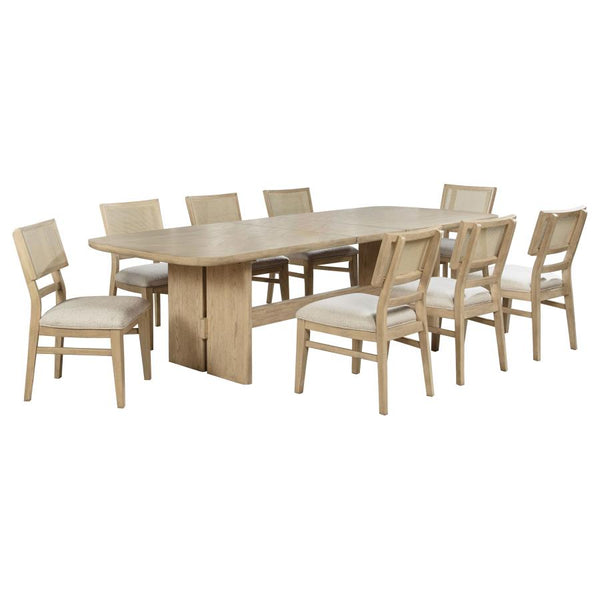 Kailani 9-piece Rectangular Wood Dining Table Set Beige Oak
