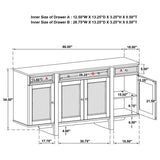 Kailani 4-door Cane Sideboard Buffet Cabinet Beige Oak | Full | Beige | Beige Oak | 109385
