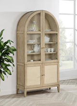 Kailani 4-Door Cane Dining Vitrine Display Cabinet Beige Oak | Beige | Beige Oak | 109386