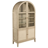 Kailani 4-Door Cane Dining Vitrine Display Cabinet Beige Oak | Beige | Beige Oak | 109386
