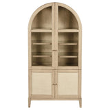 Kailani 4-Door Cane Dining Vitrine Display Cabinet Beige Oak | Beige | Beige Oak | 109386