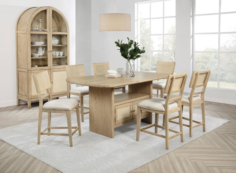 Kailani 8-piece Counter Dining Set with Cabinet Beige Oak | Full | Beige | Beige Oak | 109388-S8