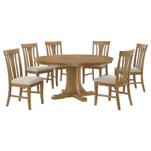 Hartville 7-piece Round Dining Table Set Natural Light Brown