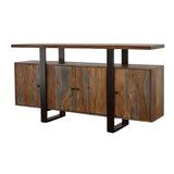 Ditman 4-door Solid Wood Sideboard Buffet Grey Sheesham | Full | Brown | Grey Sheesham | 110185