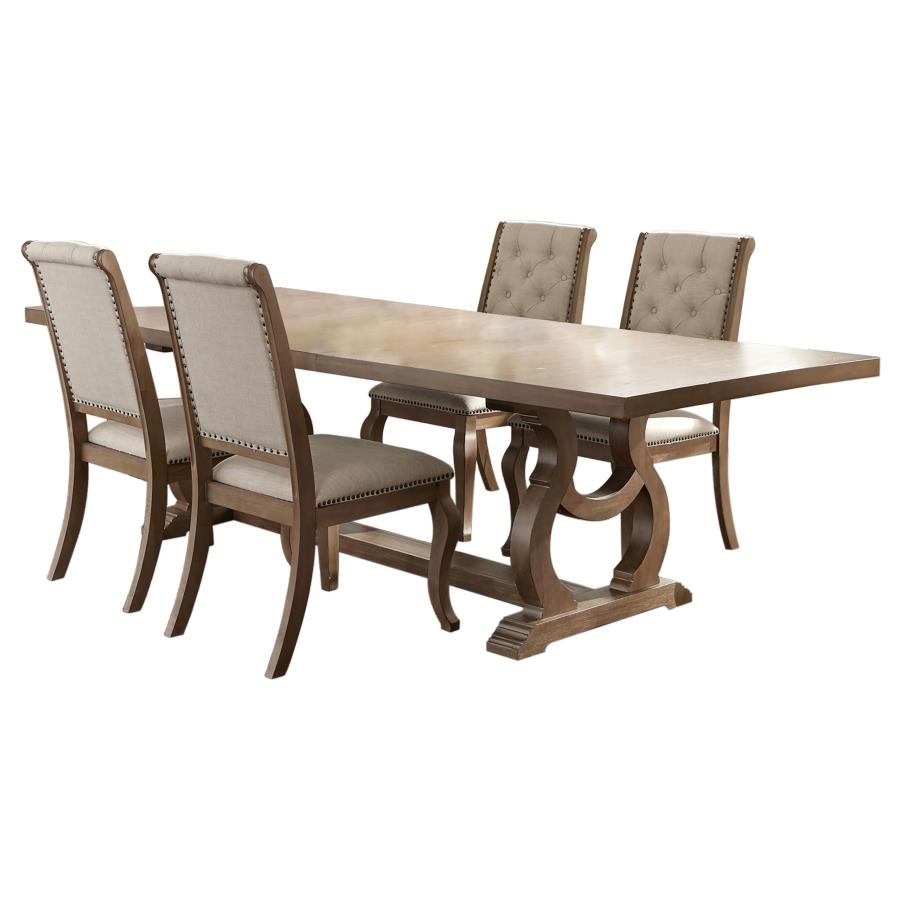 Brockway 5-piece Extension Leaf Dining Set Barley Brown