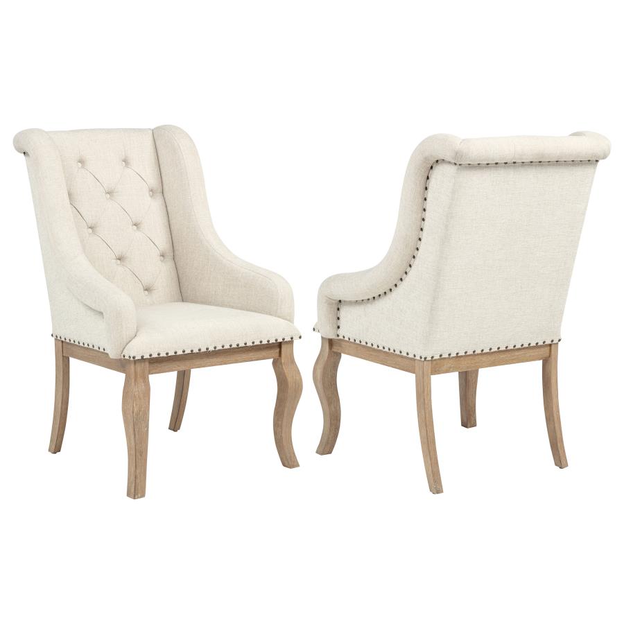 Brockway Upholstered Arm Chair Barley Brown (Set of 2) | Brown | Barley Brown/Cream | 110293