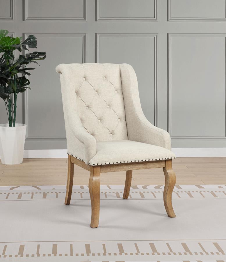 Brockway Upholstered Arm Chair Barley Brown (Set of 2)