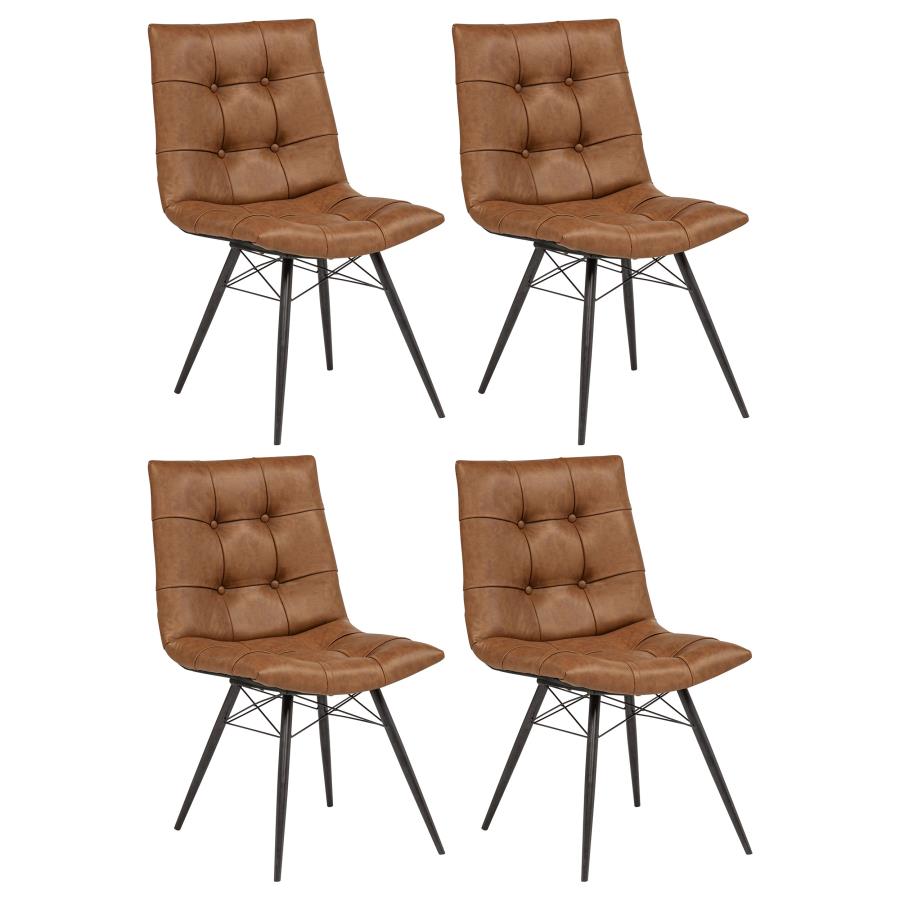 Aiken Faux Leather Upholstered Dining Side Chair Saddle Brown (Set of 4) | Brown | Saddle | 110302SDL
