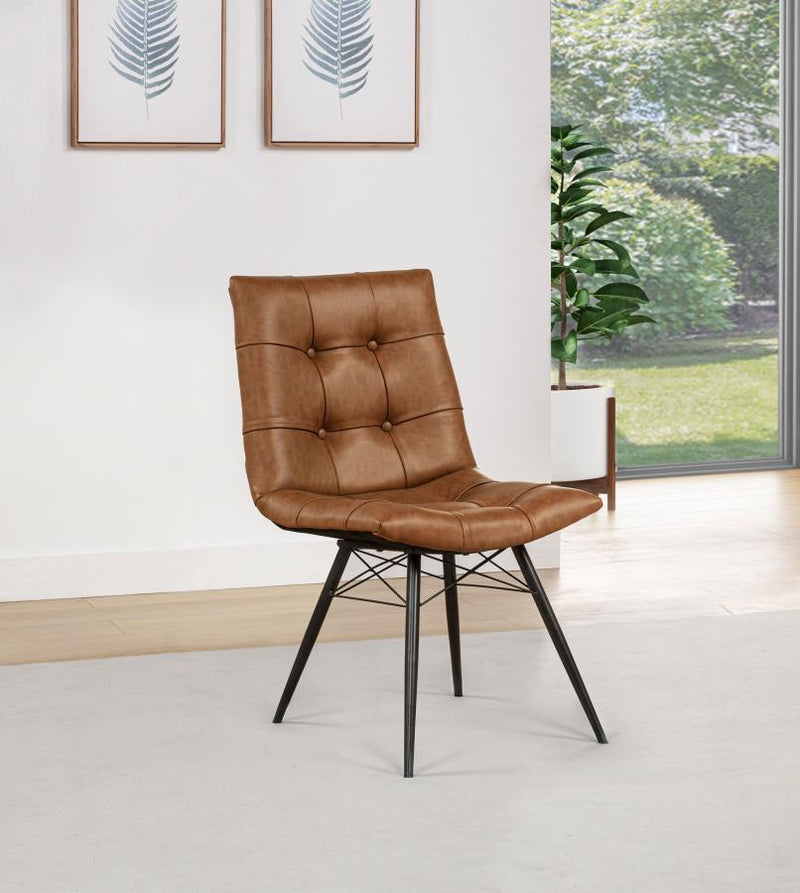 Aiken Faux Leather Upholstered Dining Side Chair Saddle Brown (Set of 4)