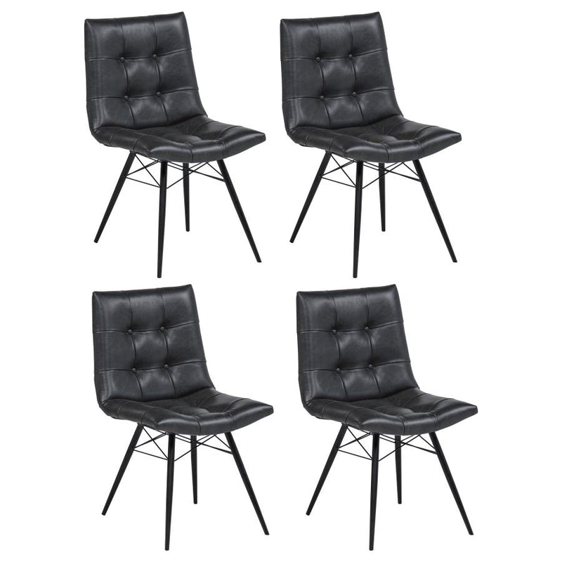 Aiken Faux Leather Upholstered Dining Side Chair Charcoal Grey (Set of 4)