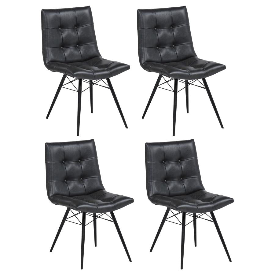 Aiken Faux Leather Upholstered Dining Side Chair Charcoal Grey (Set of 4) | Black | Charcoal | 110302