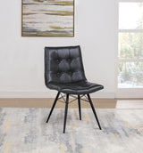 Aiken Faux Leather Upholstered Dining Side Chair Charcoal Grey (Set of 4) | Black | Charcoal | 110302