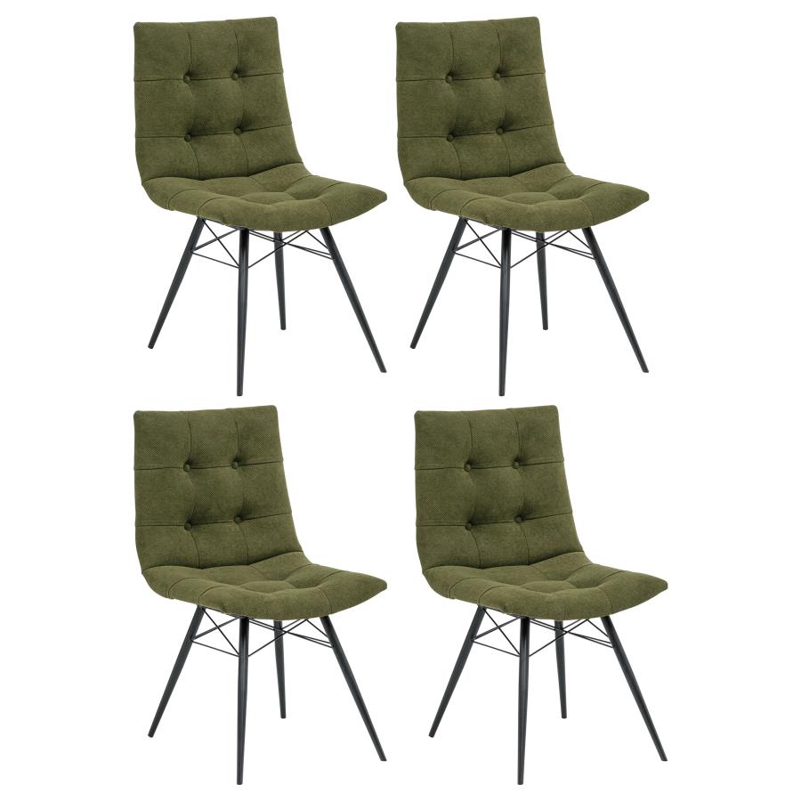 Aiken Fabric Upholstered Dining Side Chair Saddle Forest Green (Set of 4) | Green | Forest | 110332FRT