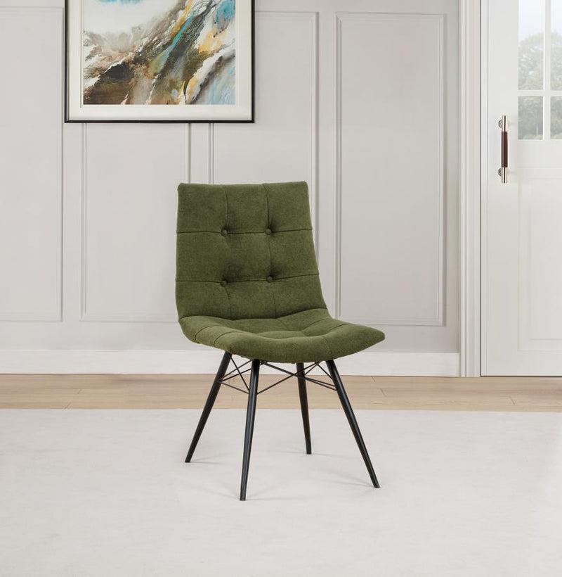 Aiken Fabric Upholstered Dining Side Chair Saddle Forest Green (Set of 4)