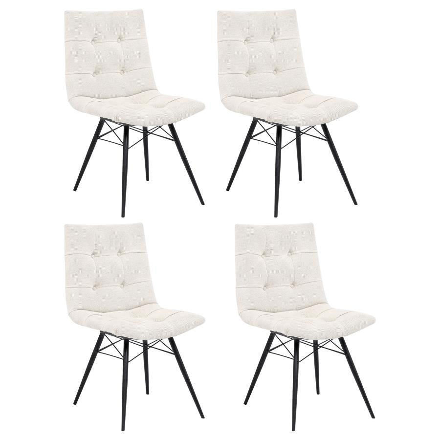 Aiken Fabric Upholstered Dining Side Chair Saddle Stone White (Set of 4) | Beige | Stone | 110332STN