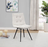Aiken Fabric Upholstered Dining Side Chair Saddle Stone White (Set of 4) | Beige | Stone | 110332STN
