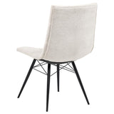 Aiken Fabric Upholstered Dining Side Chair Saddle Stone White (Set of 4) | Beige | Stone | 110332STN