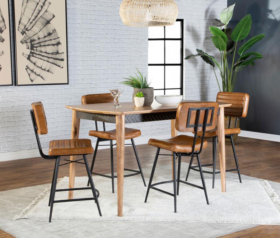 Partridge 5-piece Counter Dining Set Sheesham and Camel | Brown | Antique Camel | 110578-S5C