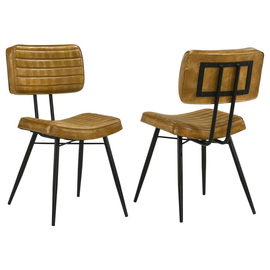 Misty Leather Upholstered Dining Side Chair Camel (Set of 2) | King | Brown | Antique Camel | 110642