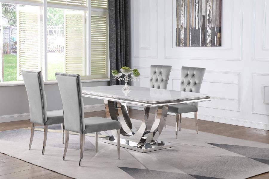 Kerwin 5-piece Rectangular Dining Table Set Grey and Chrome | 111101-S5G