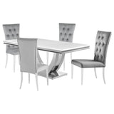 Kerwin 5-piece Rectangular Dining Table Set Grey and Chrome | 111101-S5G