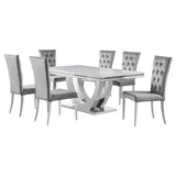 Kerwin 7-piece Rectangular Dining Table Set Grey and Chrome | 7-piece | 111101-S7G