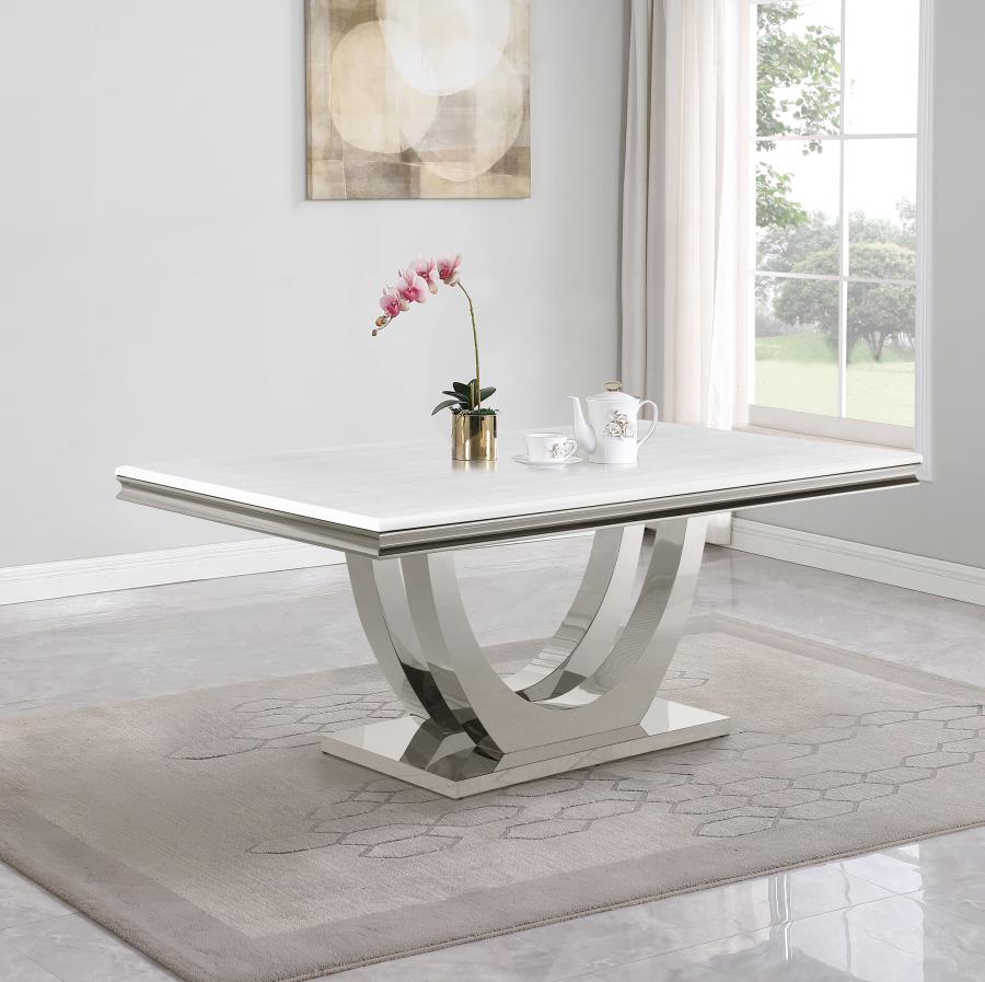 Kerwin Rectangular 71-inch Stone Top Dining Table White