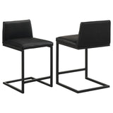Vardon Genuine Leather Counter Height Chair Black (Set of 2) | Black | 112229BLK