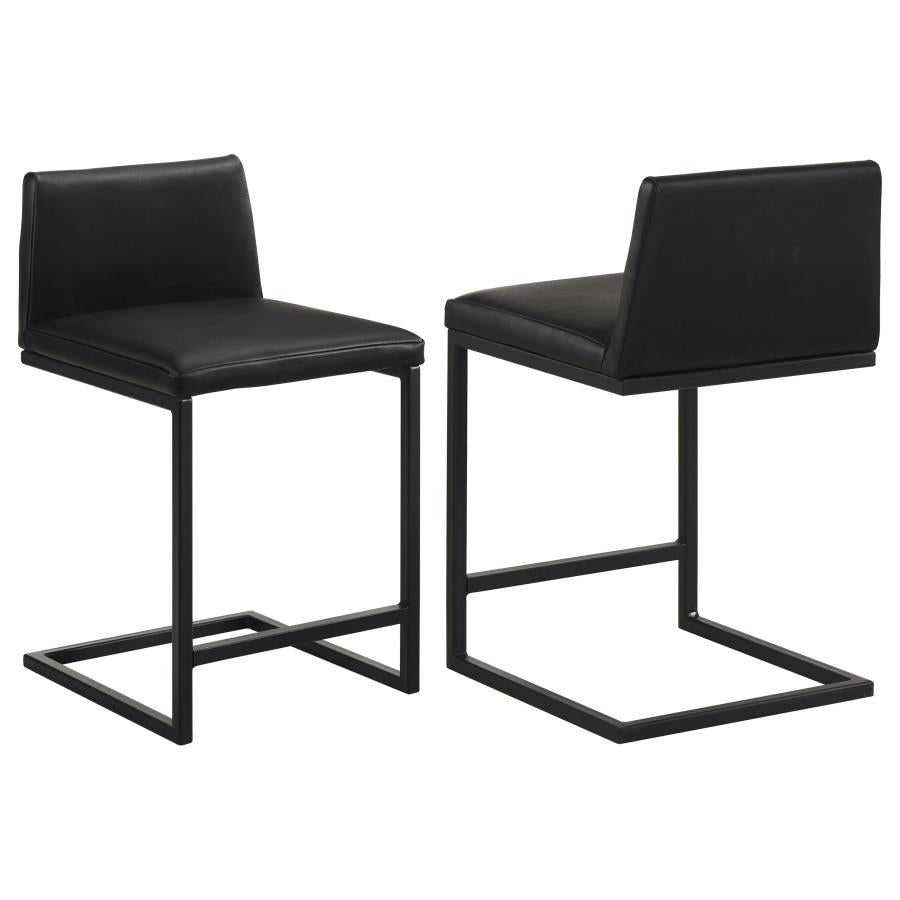 Vardon Genuine Leather Counter Height Chair Black (Set of 2) | Black | 112229BLK