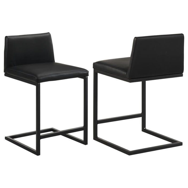 Vardon Genuine Leather Counter Height Chair Black (Set of 2)