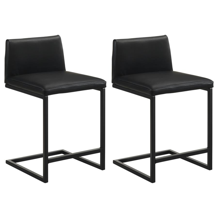 Vardon Genuine Leather Counter Height Chair Black (Set of 2) | Black | 112229BLK