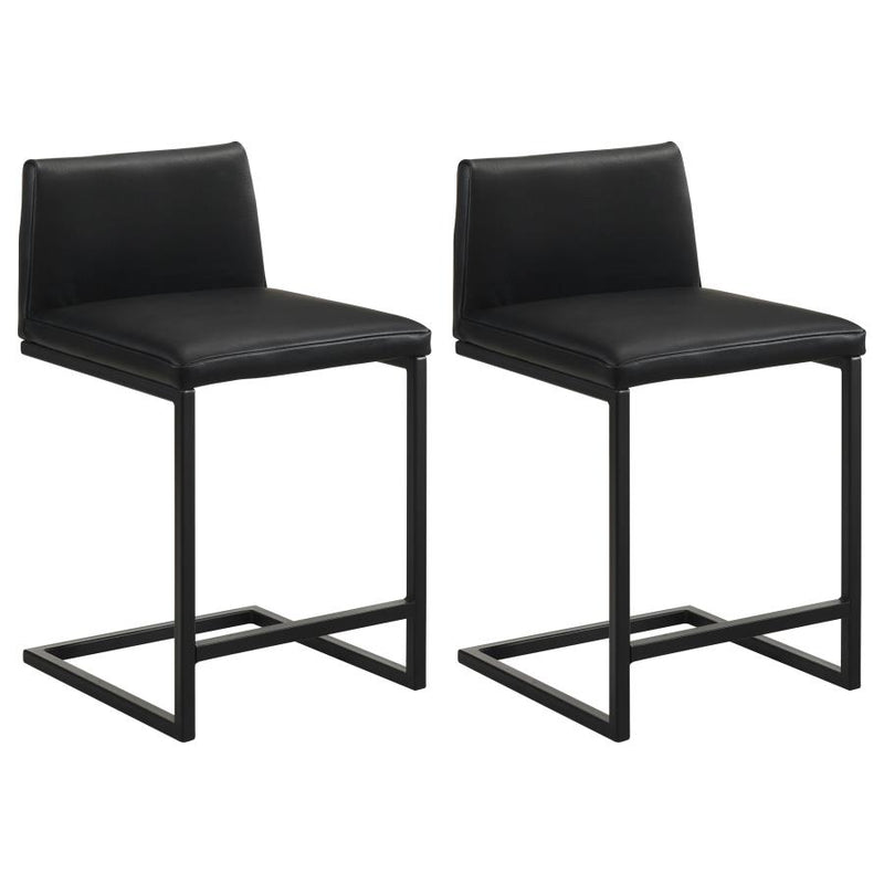 Vardon Genuine Leather Counter Height Chair Black (Set of 2)