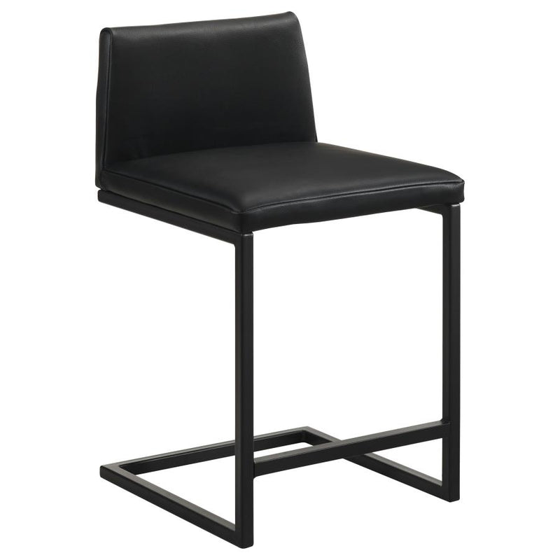 Vardon Genuine Leather Counter Height Chair Black (Set of 2)