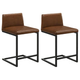 Vardon Genuine Leather Counter Height Chair Dark Brown (Set of 2) | Brown | Dark Brown | 112229BRN