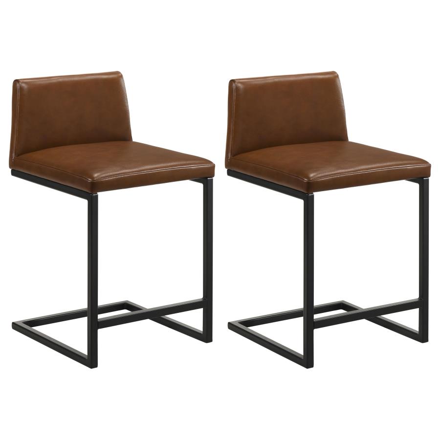 Vardon Genuine Leather Counter Height Chair Dark Brown (Set of 2) | Brown | Dark Brown | 112229BRN