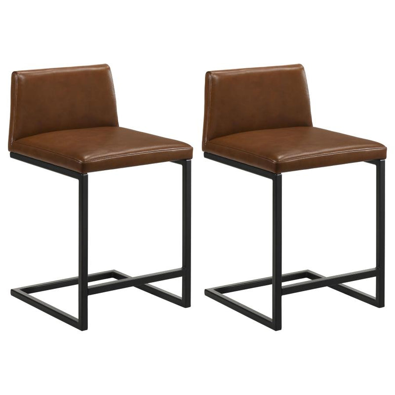 Vardon Genuine Leather Counter Height Chair Dark Brown (Set of 2)