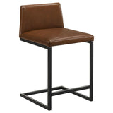 Vardon Genuine Leather Counter Height Chair Dark Brown (Set of 2) | Brown | Dark Brown | 112229BRN