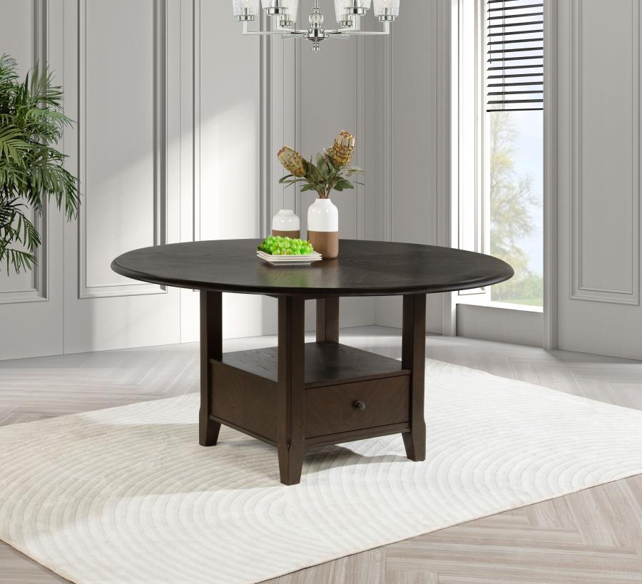 Twyla 60-inch Round Dining Table with Drawer Dark Cocoa | King | Brown | Dark Cocoa | 115100
