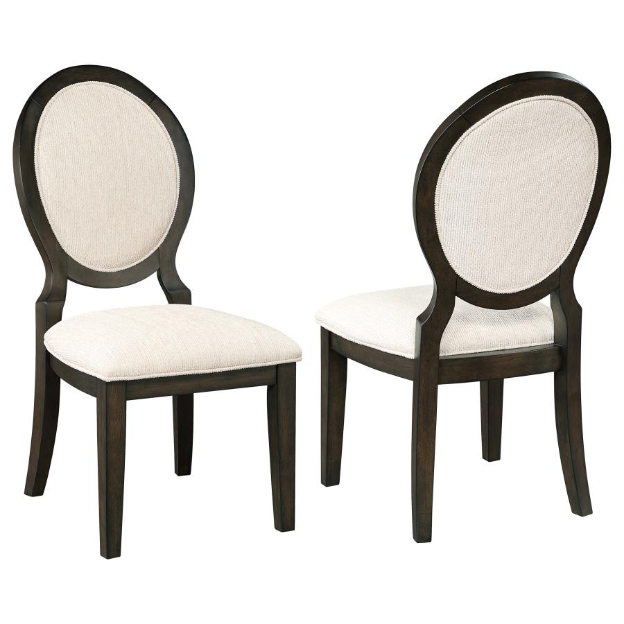 Twyla Oval Back Dining Side Chair Dark Cocoa (Set of 2) | Ivory | Dark Cocoa | 115102