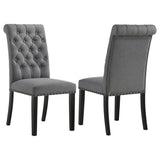 Alana Fabric Upholstered Dining Side Chair Grey (Set of 2) | Grey | Grey / Rustic Espresso | 115162