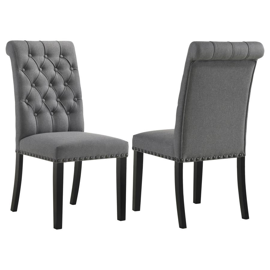 Alana Fabric Upholstered Dining Side Chair Grey (Set of 2) | Grey | Grey / Rustic Espresso | 115162